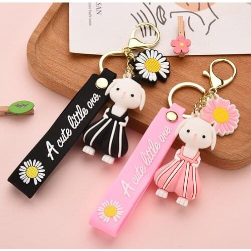 New Cartoon Cute Rabbit Keychain Cute Anime Couple Bag Keyring Fashion Charm Car Pendant Resin Key Chains