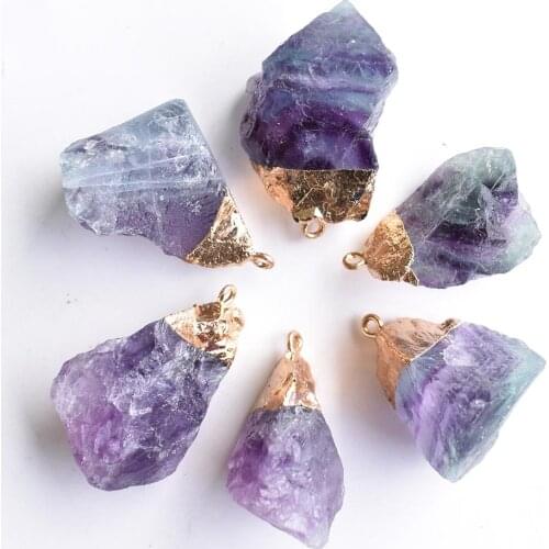 Wholesale 6pcs/lot 2020 New fashion good quality natural fluorite stone Irregular pendants for jewelry accessories making free