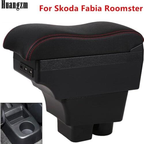 For Skoda Fabia Roomster armrest box central Store content box with cup holder ashtray decoration products With USB interfac