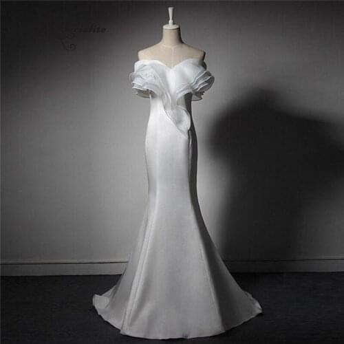Simple Satin Mermaid Wedding Dresses for Bride Off the Shoulder Corset Back Organza Boho Bridal Gowns Plus Size Vestido De Noiva