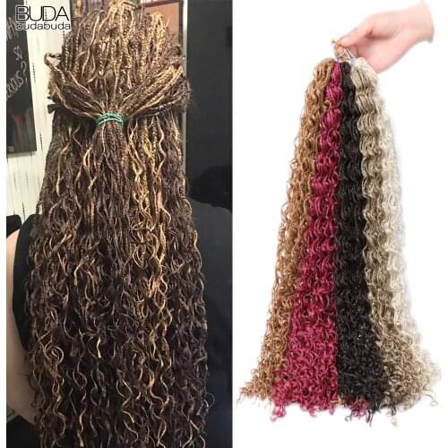 Budabuda Zizi Braids Synthetic Crochet Braiding Curls Box Braids Hair Extensions For Women Brown Black Long Curly Hair 50g
