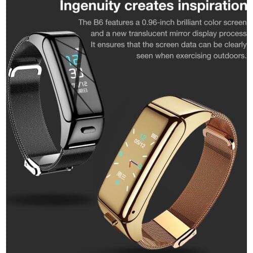 B6 0.96 Inch Wireless Bluetooth Headset Blood Pressure Heart Rate Step Count Sports Monitor Bracelet Smart Watch Women Men Kid