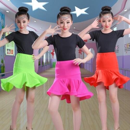 Girls Performance Show Latin Dance Skirt Ballroom Jazz Salsa Competition Dance Costume for Kids Training Dancing Clothes Wear