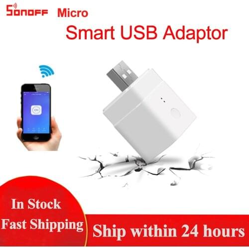 SONOFF Micro Wireless USB Smart Adapter 5V Wifi Mini USB Charge Adapter Smart Remote Control Works With Alexa Google Home
