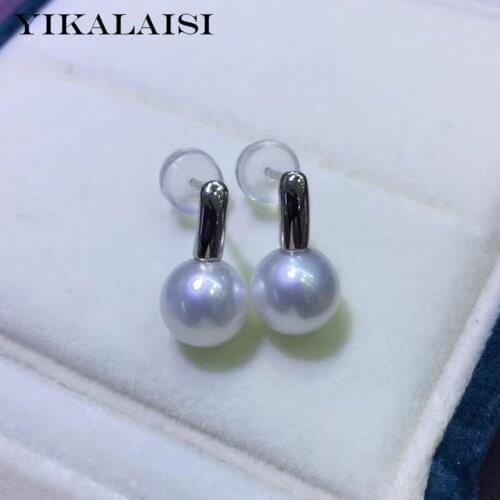 YIKALAISI 925 Sterling Silver Natural Freshwater Pearl Jewelry For Women 7-8mm Round Pearl Earrings Wholesale