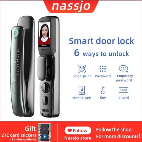 Nassjo Fingerprint Lock With Camera Home Security Visible Smart Ddigital Password Lock Fully Automatic Electronic Door Lock