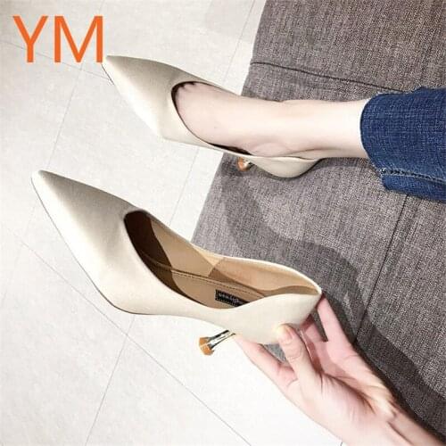2020 Basic Shallow Women Pumps Thin High Heel Pointed Toe Slip-On Party Shoes All Match Womens Dress Shoes Zapatos De Mujer