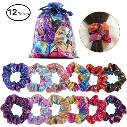 1Pcs Shiny 2Color Hair Band Gradient Laser splicing Fabric Hairbands Hair Scrunchies Girls Punk Style Personality Hair Yoga