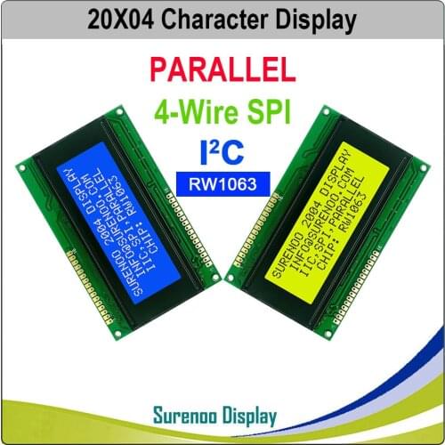 204 20X4 2004 IIC I2C SPI RW1063 Yellow Green Blue Character LCD Module Display Screen LCM Panel with LED Backlight