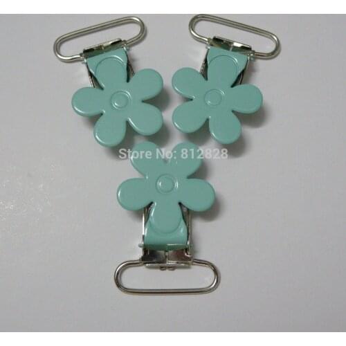 25pcs Turquoise Color Flower Pacifier Clips