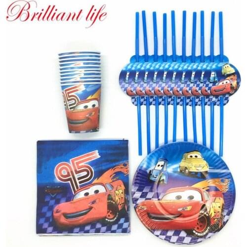 50 pcs/lot Disney Cars Theme Cartoon Disposable Birthday Party Decorations Cup Plate Straw Napkin Christmas Tableware Supplies