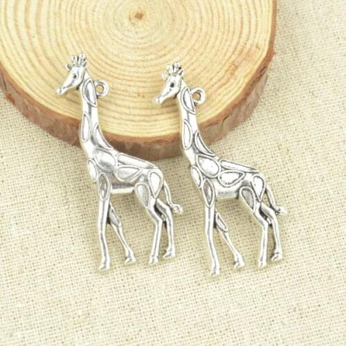 6 pcs 54*21*5 mm Antique Tibetan Silver Charms Bracelet Necklace Pendant New Fashion Alloy charm giraffe D921