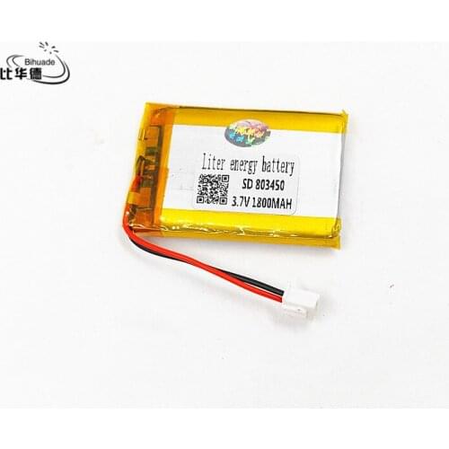 XHR-2P 2.54 3.7V lithium polymer battery 803450 1800mAh GPS battery MP3 MP4 speaker teaching machine