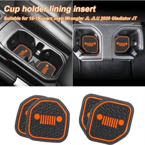 Car Cup Non-slip Mat For Black Cup Holder Liner Insert For 2018-2019 Jeep Wrangler JL JLU 2020 Gladiator JT Dropshipping