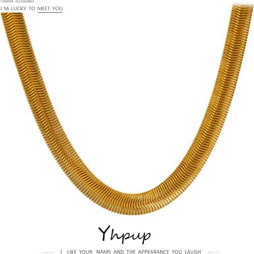 Yhpup Stainless Steel Chain Necklace Hip Hop Metal Gold Color Geometric Punk Necklace Women Anniversary Gift Accessories 2021