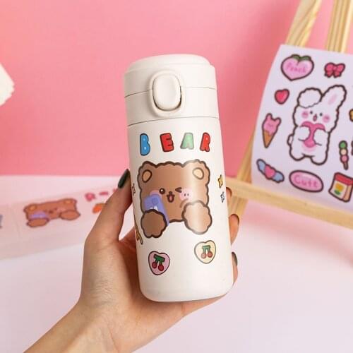Childrens Toys Cartoon Cute Bear and Rabbit Hand Account Stickers Water Cup Thermos Mobile Phone Notebook Decorative Stationery