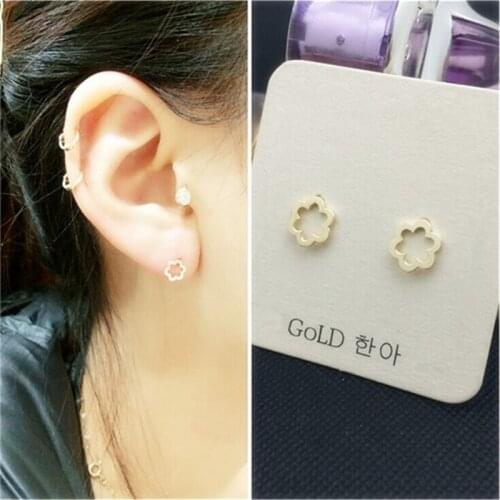 Elegant Temperament Female Flower Shape Earrings Jewelry Simple Design Flower Earrings Jewelry