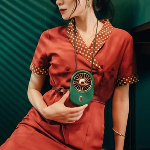 Flexible Handheld Fan Quiet Operation Foldable Vintage Multi-purpose Lightweight Mini Hanging Neck Pocket Fan for Indoor