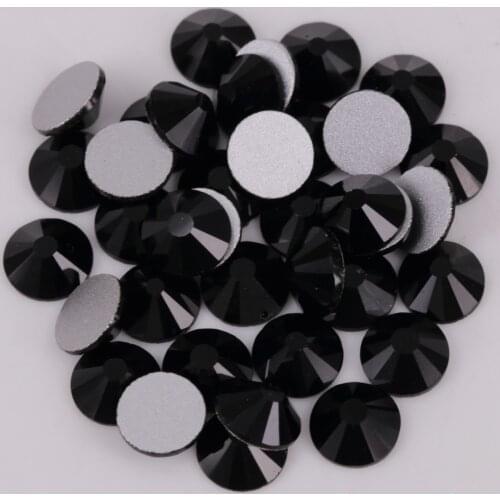 Good Quality ss3-ss34 Black Flat Back Nail Art Crystals / Glue On Non Hotfix Rhinestones