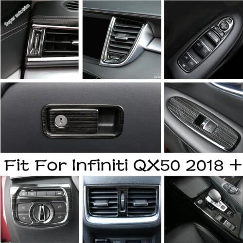 Interior For Infiniti QX50 2018 - 2021 Door Handle Holder Window Lift Button / Dashboard & Rear Air Conditon Vent Cover Trim