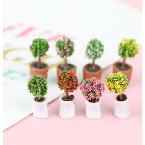 1pc Miniature Green Plant Doll House Furniture Home Decor Simulation Potted Plants Green Mini Tree Potted For Dollhouse