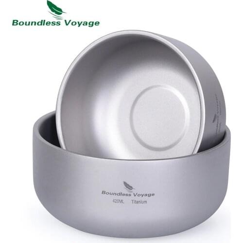 Boundless Voyage Titanium Double-Wall Bowl for Adult Children Outdoor Camping Tableware 200ml 420ml