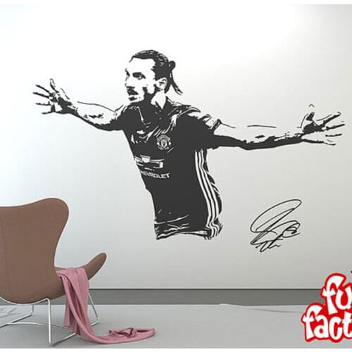 Zlatan Ibrahimovic Wall Decal Sticker Football Soccer Player Sweden Creative Vinyl Sports Home Decal Boys' Room Decoration