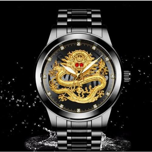 New Fashion Men Dragon Watch Golden Mens Watches Top Brand Luxury Waterproof Quartz Clock Male Dropshipping Relogio Masculino