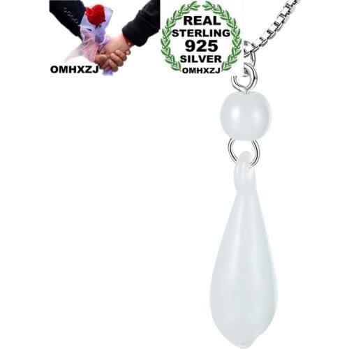 OMHXZJ Wholesale PE200 European Fashion Woman Party Birthday Wedding Gift Vintage Water Drop 925 Sterling Silver Pendant Charm
