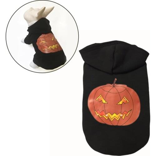 2019 Autumn Dog Hoodie Pumpkin Ribs Printed Sweatshirt Halloween Costume Dog Sweaters Coat Cotton Puppy Clothing
