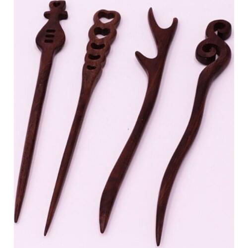 Vintage Hair Stick Pick Natural Wooden Sandalwood Chinese Style Chopsticks Ethnic Hair Pin Women Hairpins Jewelry Accessories