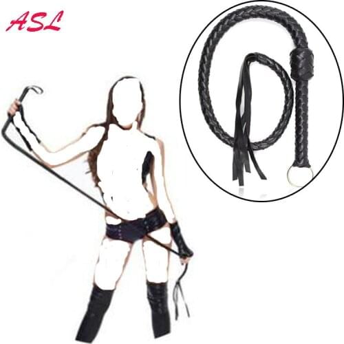 PU Leather Whip Flogger Sex Teasing Braided Whip With Lashing Handle Spanking Paddle Scattered Whip Sex Toys For Adults Cosplay