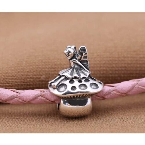 Authentic S925 Fairy of the Woods Mushroom Charm fit Pandora Bracelet Bangle DIY Jewelry