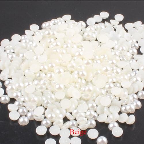 1000Pcs 2-5mm Beige ABS Resin Half Round Pearls for Nail Art Flatback Non Hotfix Rhinestones Pearl Shoes Beads Strass DIY Phone
