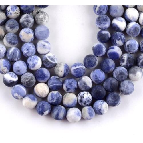 Dull Polish Matter Blue Sodalite Stone Natural Stone Round Beads Spacer Loose Beads For Jewelry Making 4mm-12mm Diy Bracelet 15"