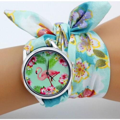 Shsby new floral chiffon sweet girls watch Sweet chiffon fabric women dress watches fashion Ladies flower cloth wrist watch