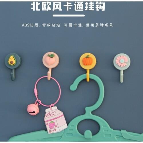Ins cute cartoon round hook Nordic simple student dormitory traceless home creative small sticky hook