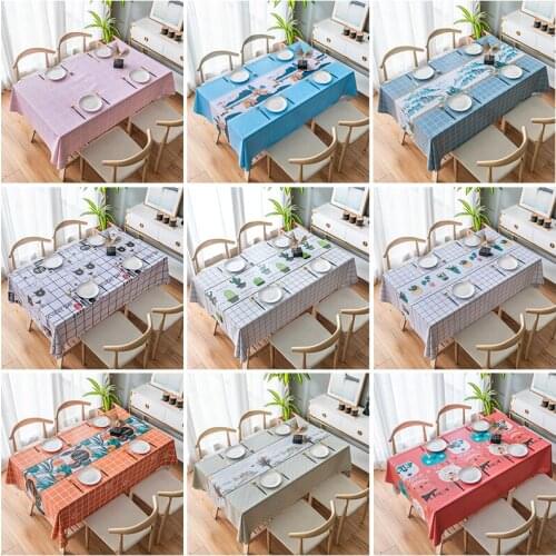 PVC Table Cover Tablecloth Printed Oilproof Waterproof Home Kitchen Dining Table Cloth Rectangular Coffee Table for Living Room