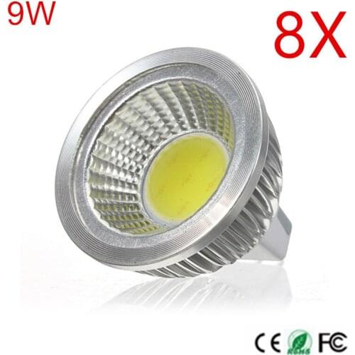 High Power MR16 COB 9W LED Bulb Lamp MR16 DC12V ,Warm White/Cold White led Spotlight High luminous 8PCS