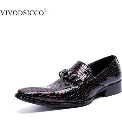 VIVODSICCO New Luxury Brands Office Men Dress Shoes Wedding Man Shoes Oxfords Suit Shoes Man Flats Leather Shoes Zapatos Hombre