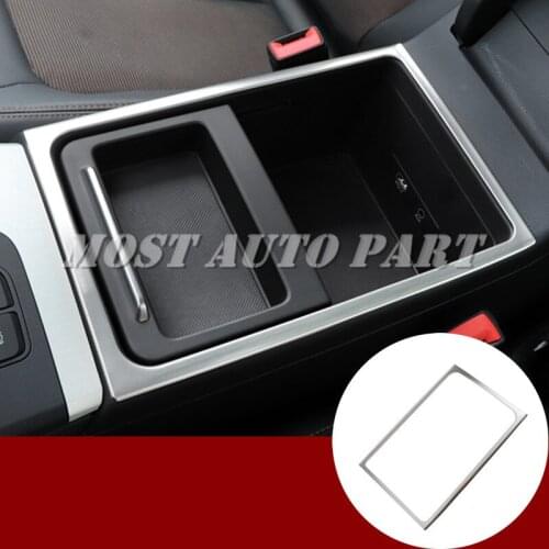 Stainless Steel Carbon Fiber Interior Center Console Armrest Box Frame Cover Trim For Audi Q5 2017-2020 1pcs Car Decoration