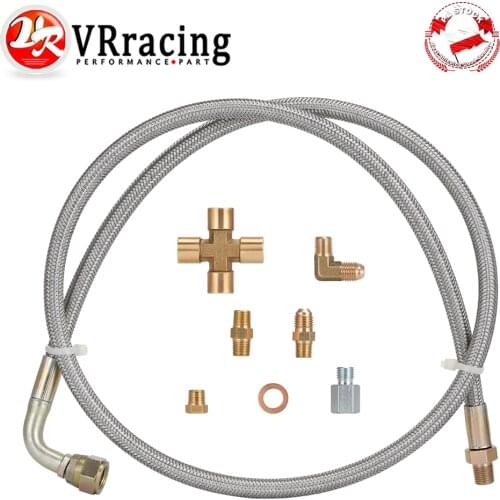 VR - 1/8 NPT 4AN Turbo Oil Feed Line Oil Return Line Oil Drain Line Kit For T3 T4 T3/T4 T04E T70 T66 T67 Gt35 Gt45 VR-TOL33