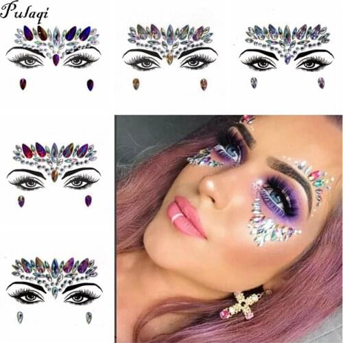 Pulaiq Temporary Tattoo Body Face Jewels Rhinestones for Festival Party DIY Glitter stickers Make Up Adhesive Art Gems Stickers