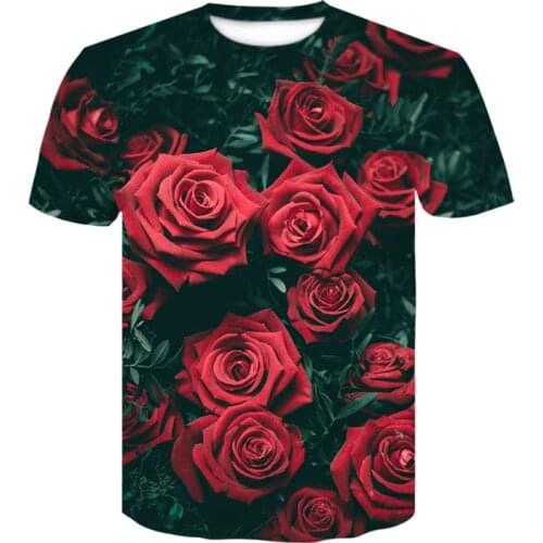 Womens shirt 2020 female T-shirt Flower 3D printing blouse T-shirts for women summer tops O-Neck Short sleeve Man t-shirts