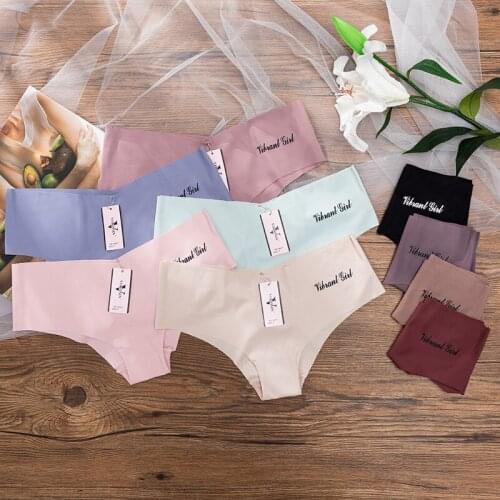 Women Ice Silk Underwear Sexy Solid Color Panties Fashion Seamless Comfort Briefs Low Waist Seamless Underpants Female Lingerie