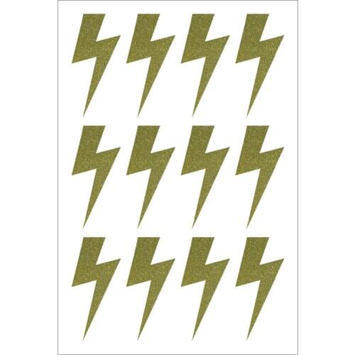 1.8x3.8cm lightning bolt gold glitter sticker