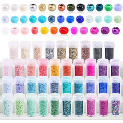 2mm 2800PCS Multicolor Glass Seed Beads 38 Colors Small Craft Round Spacer Beads for DIY Bracelets Earring Making Supplies