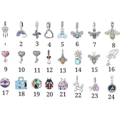 5PCS Silver Color Dreamcatcher Rainbow Heart Animal Bee Beetle Beads Fit Pandora Charm Bracelet DIY Crystal Jewelry Accessories