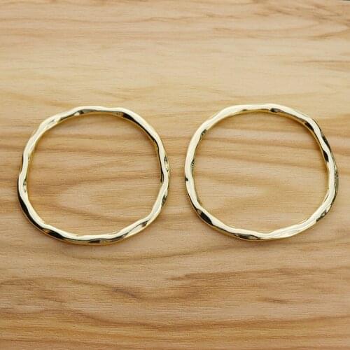 6 Pieces Gold Tone Large Open Round Hammered Geometric Circle Connector Charms Pendants for Jewelry Making 50x48mm