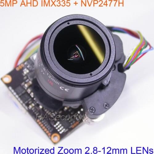 AHD 5.0MP / 4MP Motorized 2.8-12mm Zoom & Focus Lens 1/2.8 Sony STARVIS IMX335 CMOS NVP2477 CCTV camera module board +OSD cable